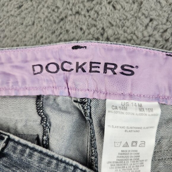 Dockers Pants Women's 14M Mid Rise Curvy Straight Leg Stretch Denim Blue Trouser - Picture 8 of 9